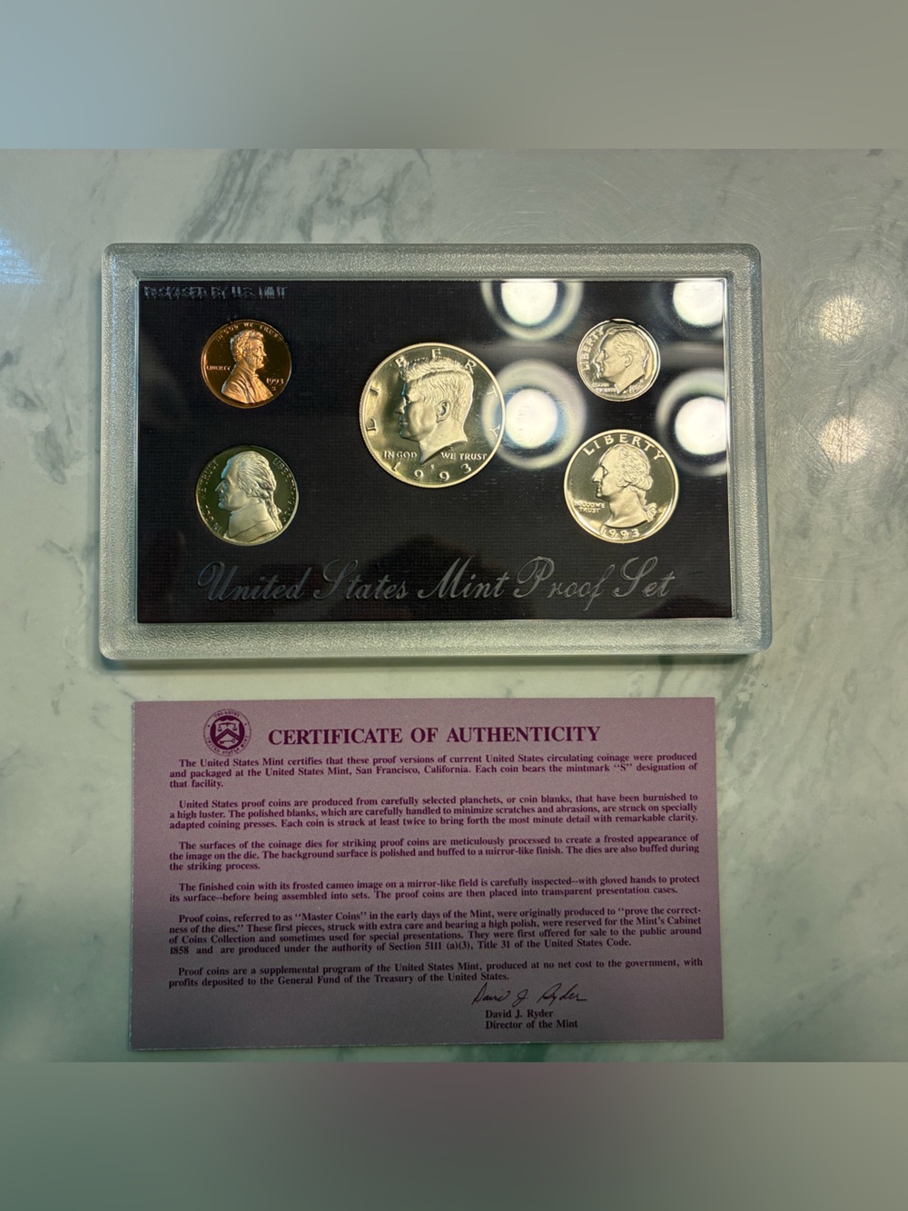 United States Mint Proof Set - 1993 w/ COA